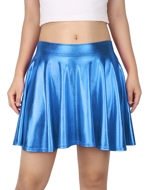 Metallic Pleated Skater Skirt