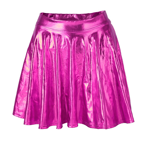 Metallic Pleated Skater Skirt