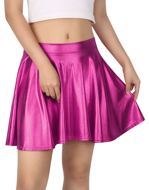 Metallic Pleated Skater Skirt