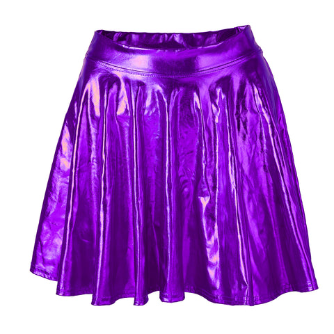 Metallic Pleated Skater Skirt
