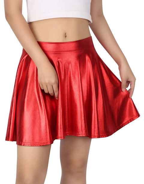Metallic Pleated Skater Skirt