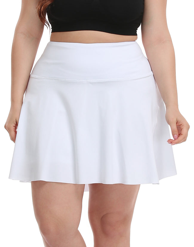 Plus Size Tennis Skort Pleated Golf Skirt in White
