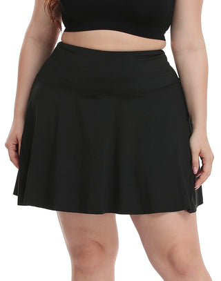 Plus Size Tennis Skort Pleated Golf Skirt in Black