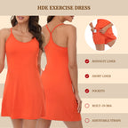 Spicy Orange Exercise Workout Dress With Built-In Shorts