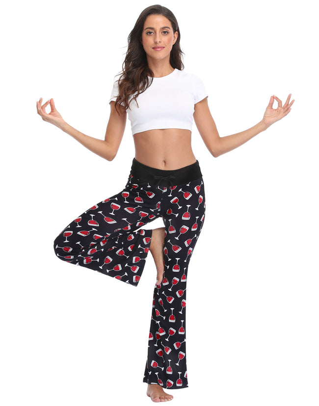 Wine Glasses Wide Leg Pajama Pants – close-up detail