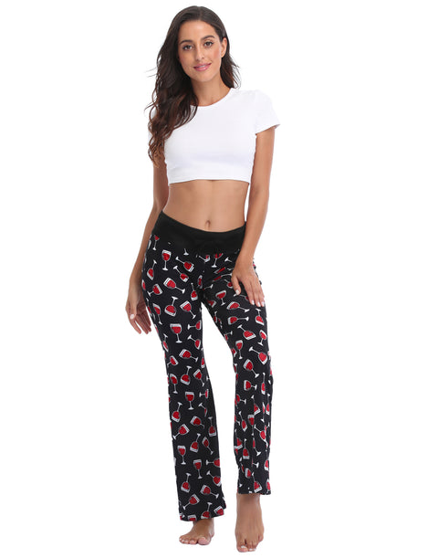 Wine Glasses Wide Leg Pajama Pants