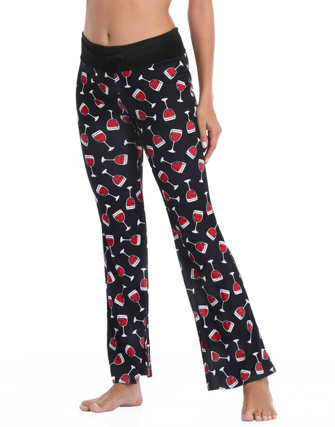 Wine Glasses Wide Leg Pajama Pants