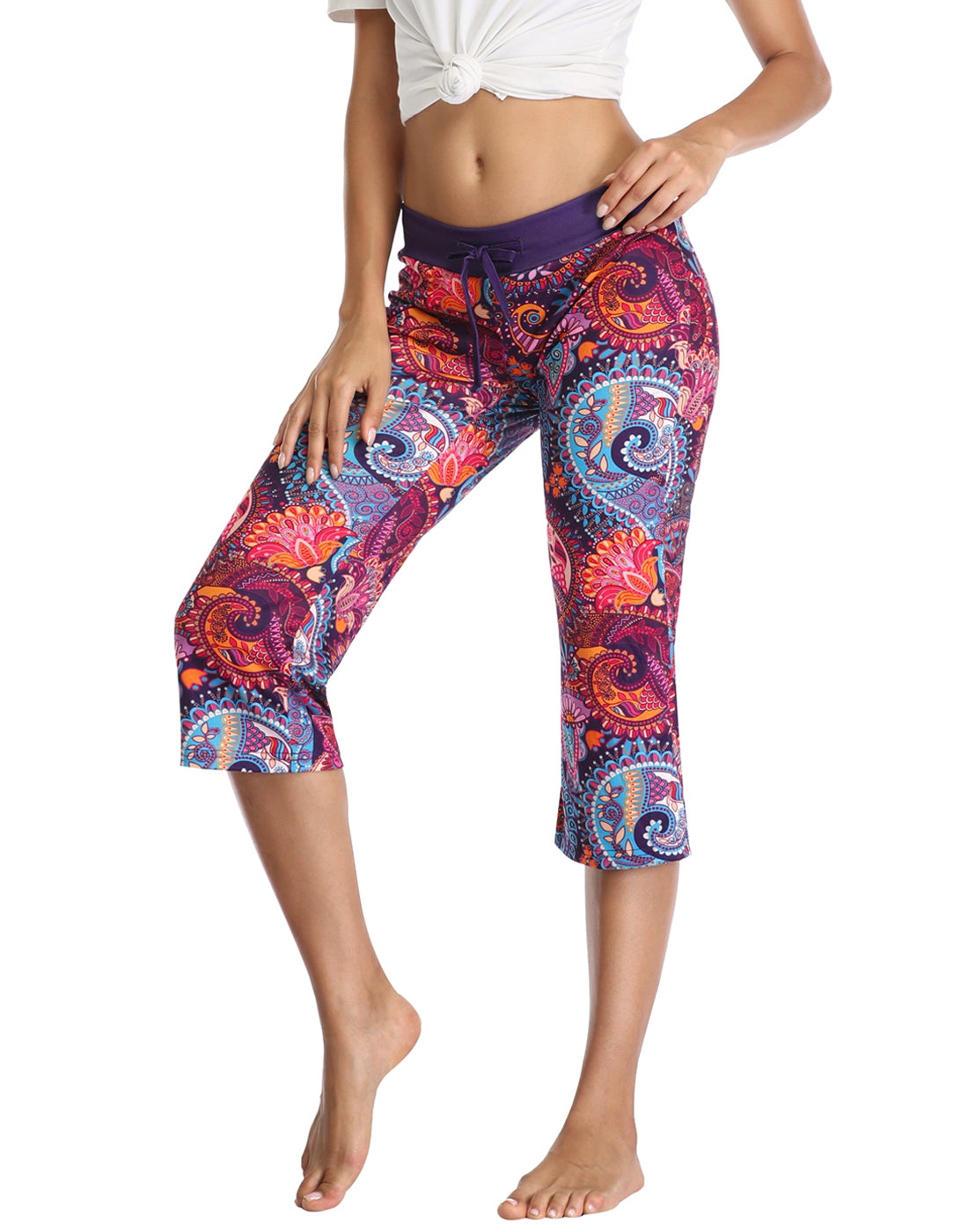 Purple Paisley Cropped Pajama Pants