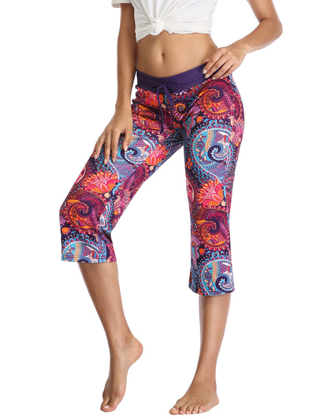 Purple Paisley Cropped Pajama Pants
