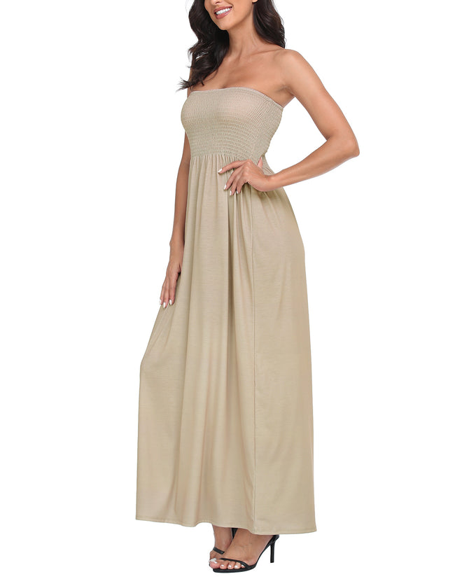 Strapless Summer Maxi Dress Smocked – close-up detail