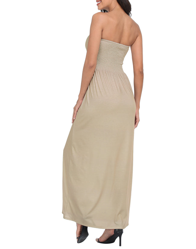 Strapless Summer Maxi Dress Smocked – side view