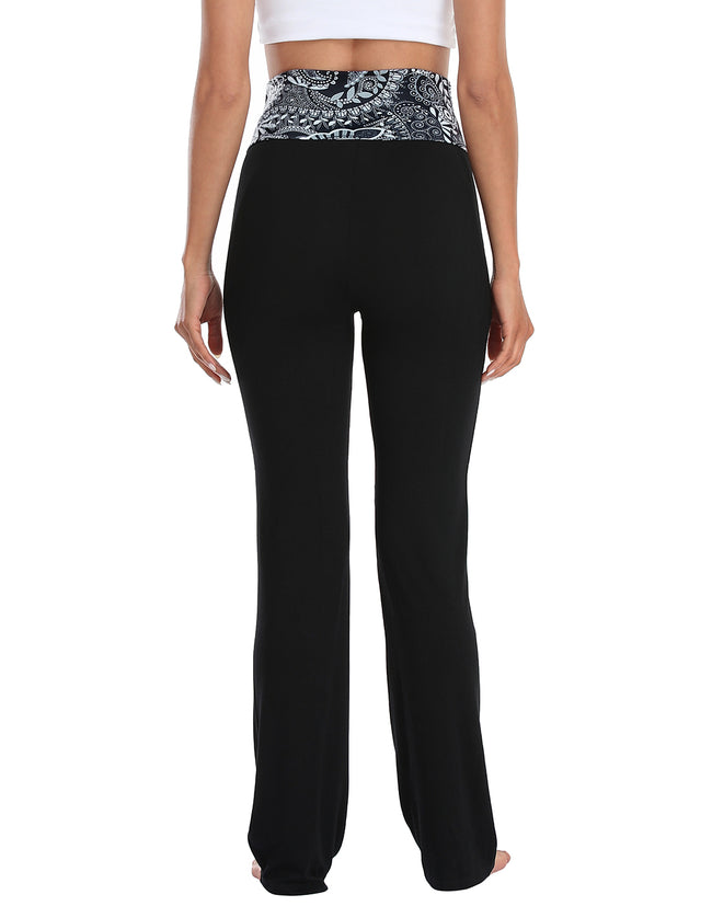 Black Paisley Fold Over Lounge Pants – close-up detail