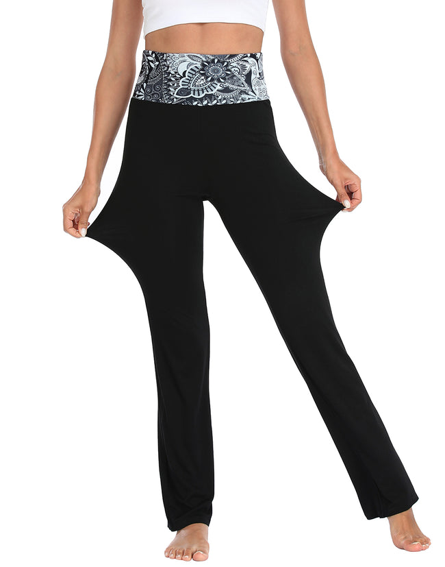 Black Paisley Fold Over Lounge Pants – alternate view