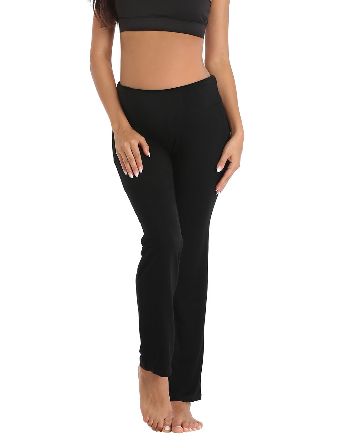 HDE Women's Yoga Capri Pants Color Block Fold Over Waist Workout Leggings  (Black w/Charcoal, Small) 
