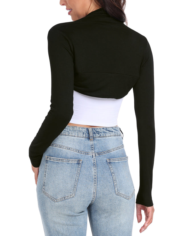 Black Open Front Shrug Cropped Bolero – alternate view