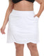 Plus Size Skort with Bike Shorts Pockets in White