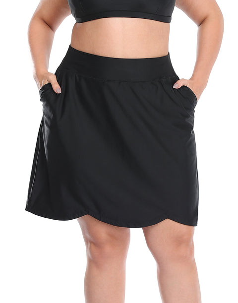 Plus Size Skort Skirt with Bike Shorts and Pockets
