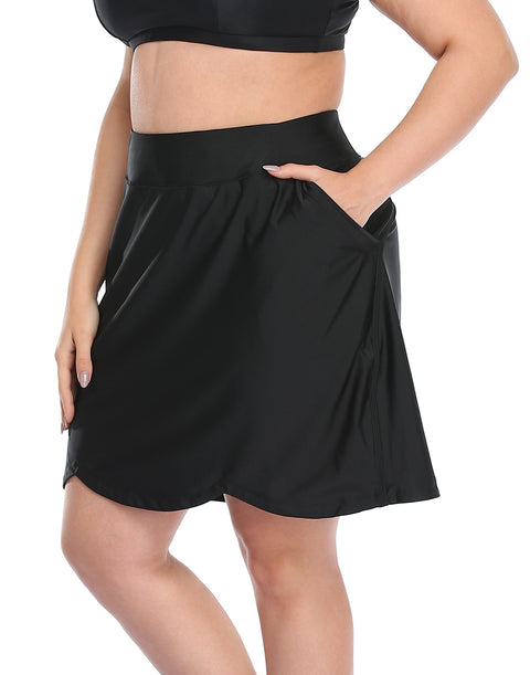 Plus Size Skort Skirt with Bike Shorts and Pockets
