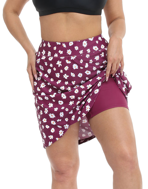 Plus Size Skort Skirt with Bike Shorts and Pockets