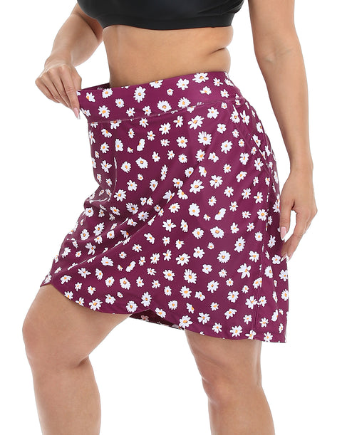 Plus Size Skort Skirt with Bike Shorts and Pockets