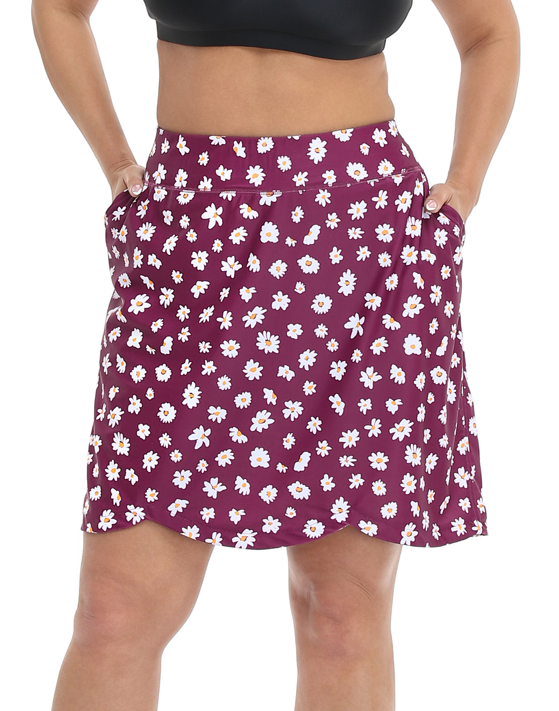 Plus Size Skort Skirt with Bike Shorts and Pockets