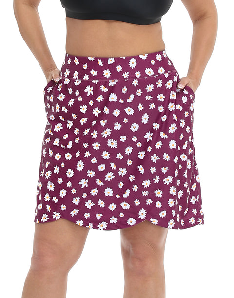 Plus Size Skort Skirt with Bike Shorts and Pockets