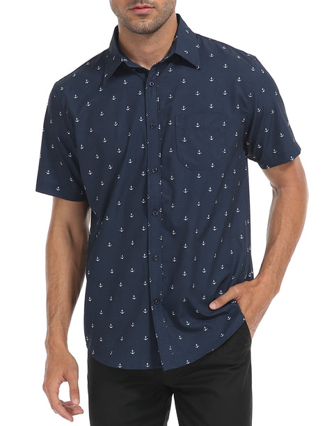 Mens Short Sleeve Button Down Hawaiian Dress Shirt
