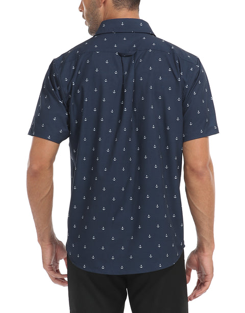 Mens Short Sleeve Button Down Hawaiian Dress Shirt