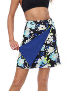 Black Floral / Royal Blue Reversible Cover Up Skirt