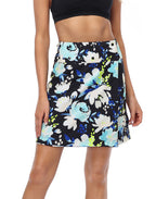 Black Floral / Royal Blue Reversible Cover Up Skirt