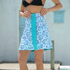 Light Blue / Watercolor Reversible Cover Up Skirt