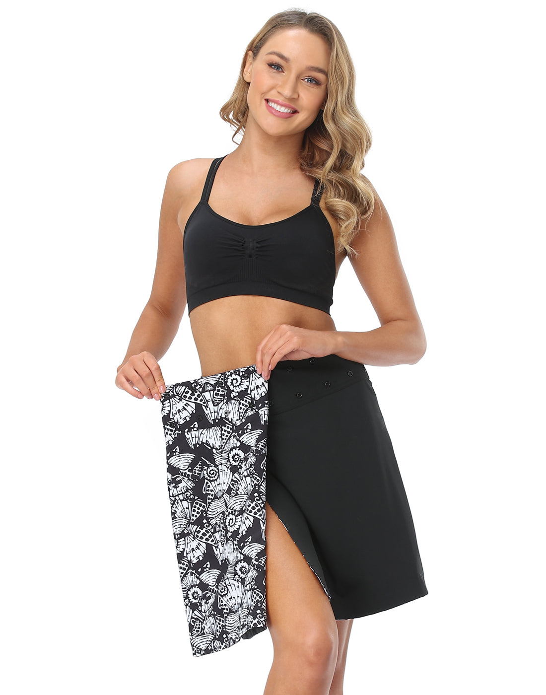 Seashells / Black Reversible Cover Up Skirt