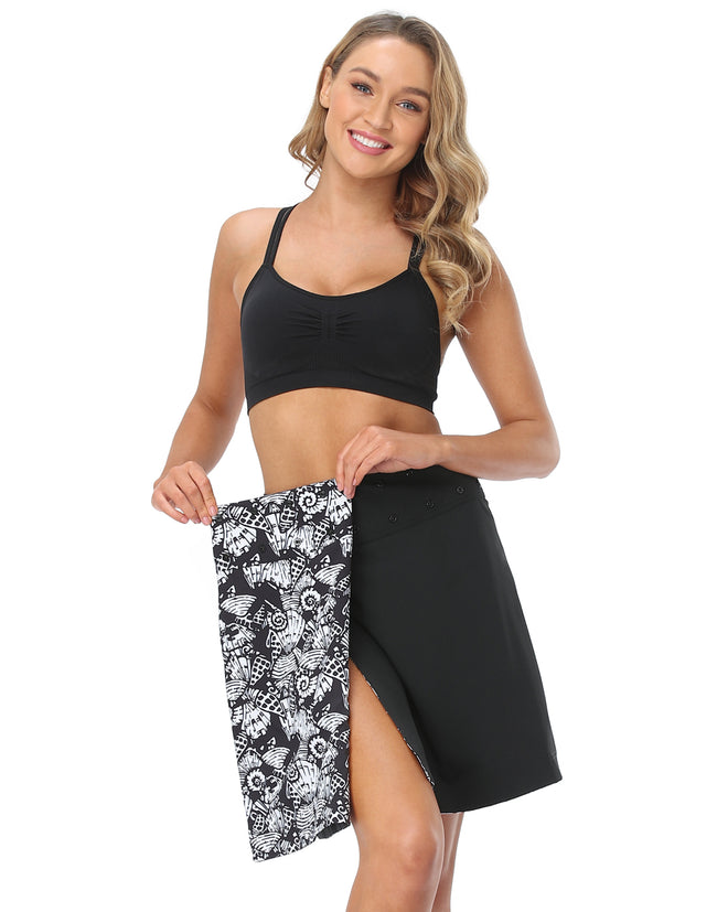 Reversible Cover Up Skirt Seashells Black – back view