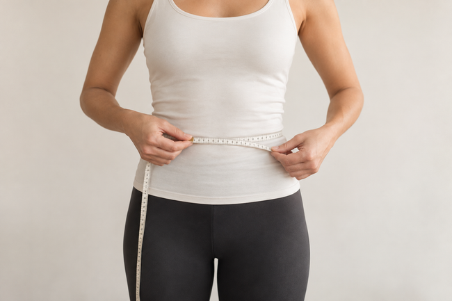 Illustration of measuring the natural waist with a soft tape