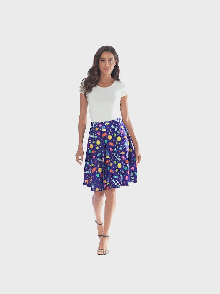 Magic Outer Space Midi Skater Skirt