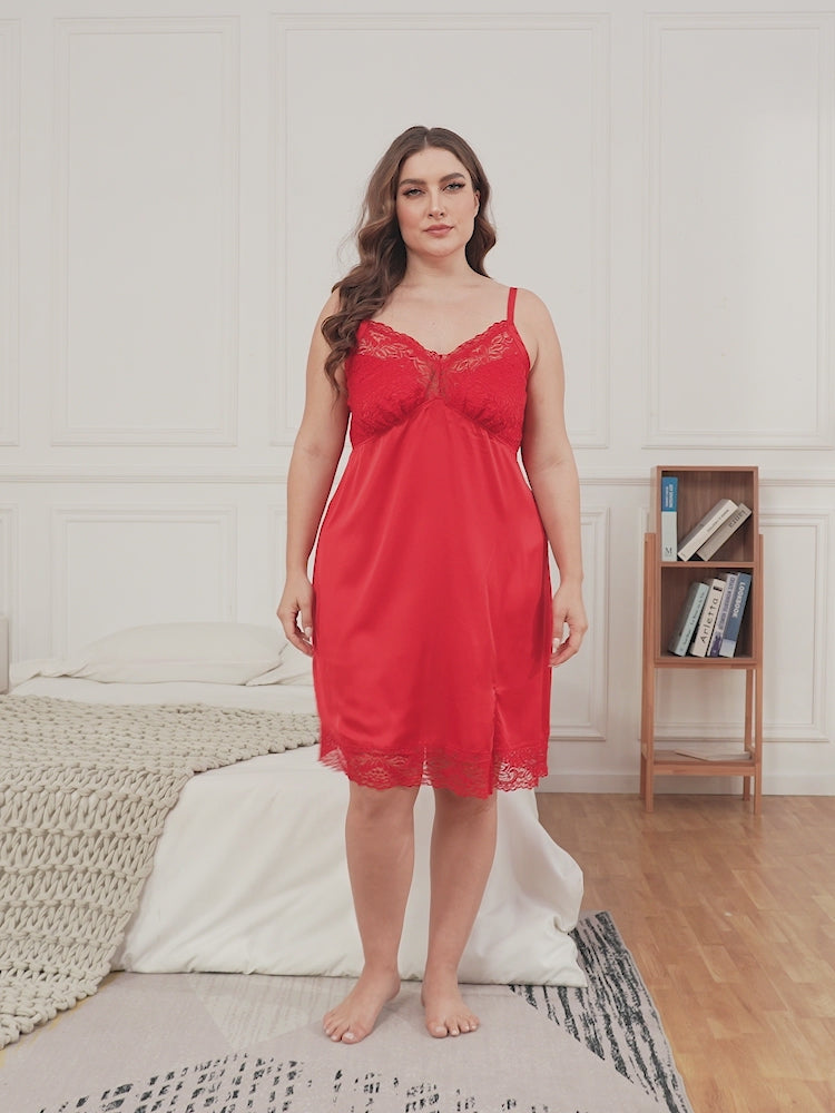 Womens Plus Size Satin Nightgown Chemise