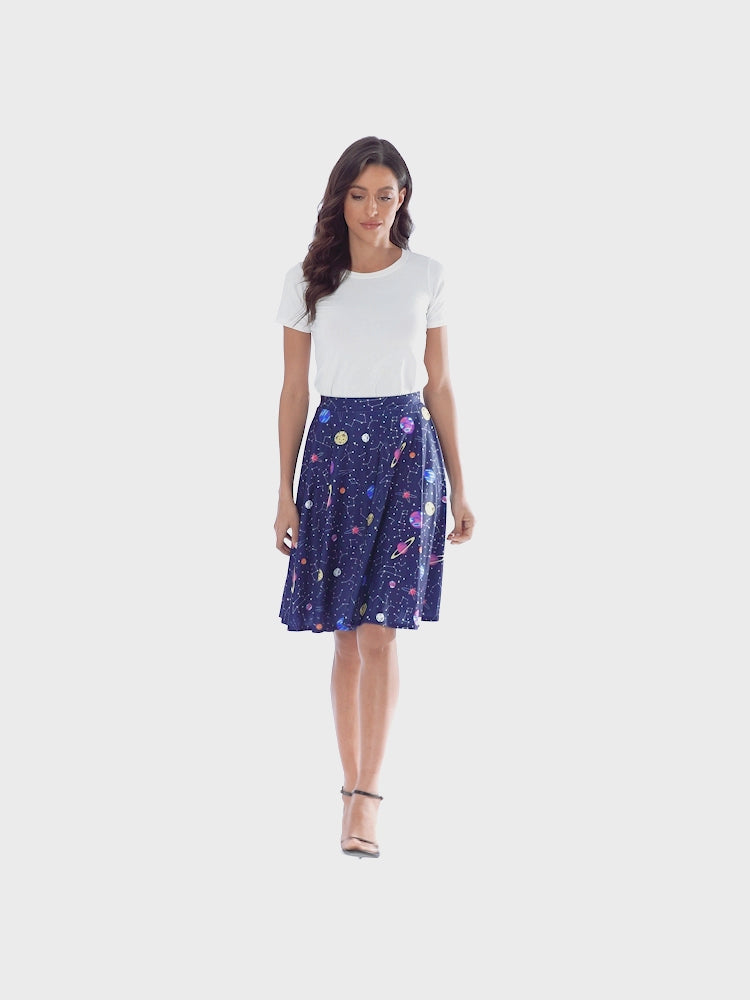 Outer Space Constellations Midi Skirt