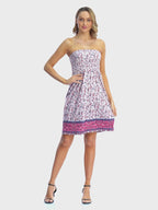 Boho Floral Strapless Mini Dress