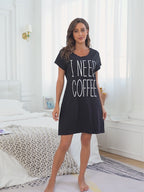 I Need Coffee Short Sleeve Sleep Dress