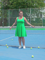 Plus Size Tennis Athletic Workout Dress with Built-in Shorts & Bra