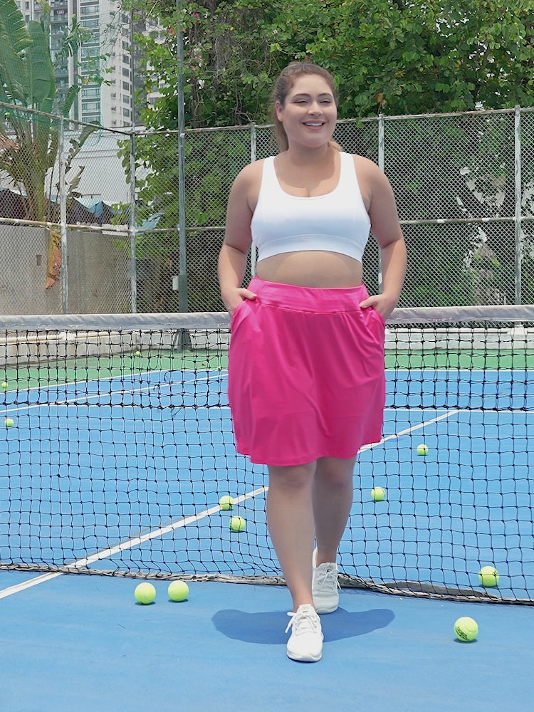 Plus Size Athletic Skort Golf Tennis Skirt with Bike Shorts & Pockets