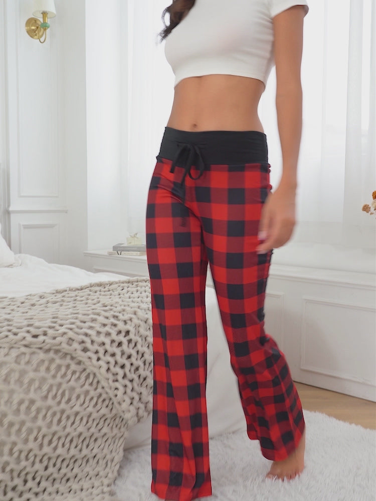 Buffalo Plaid Wide Leg Pajama Pants