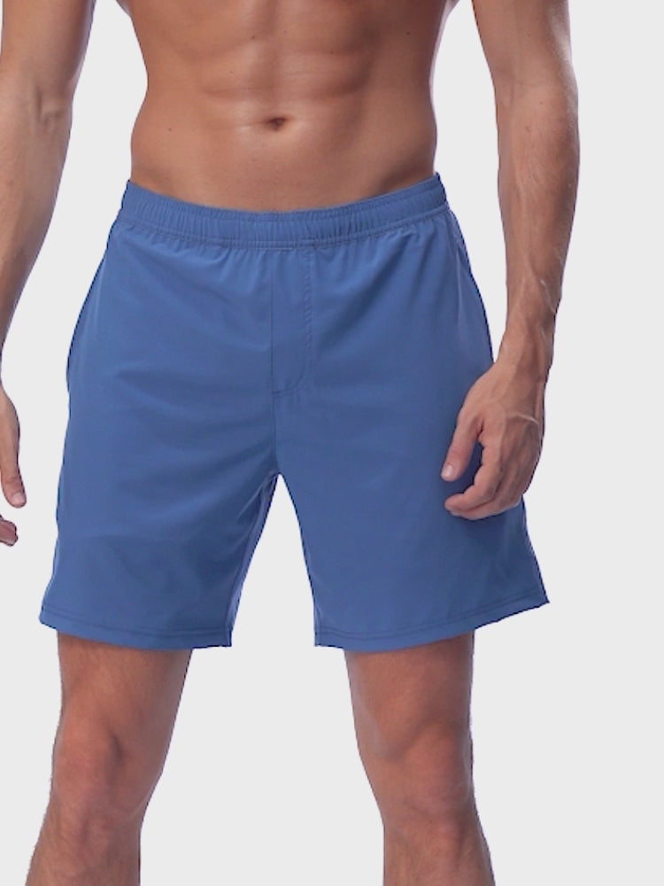 Blue Workout Shorts with Screamin' Eagle Compression Liner 7 inch Inseam