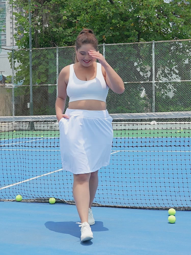 Plus Size Athletic Skort Golf Tennis Skirt with Bike Shorts & Pockets
