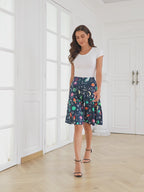 Space Alphabet Midi Skater Skirt