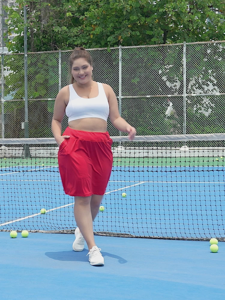 Plus Size Athletic Skort Golf Tennis Skirt with Bike Shorts & Pockets