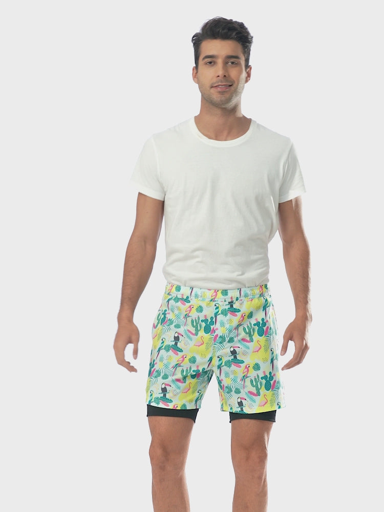 LRD Mens 5" Inseam Swim Trunks with Compression Liner