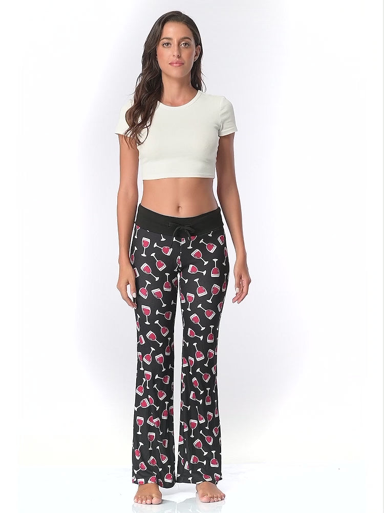 Wine Glasses Wide Leg Pajama Pants