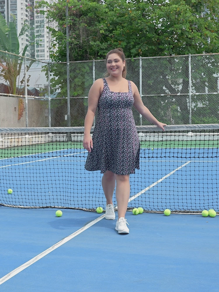 Plus Size Tennis Athletic Workout Dress with Built-in Shorts & Bra
