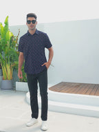 Mens Short Sleeve Button Down Hawaiian Dress Shirt